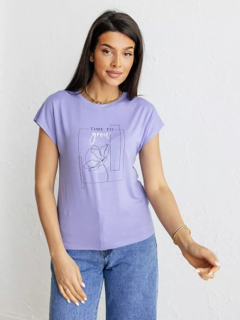 Футболка большого размера с принтом свободная нарядная