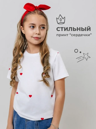 Футболка для девочки оверсайз с принтом хлопок