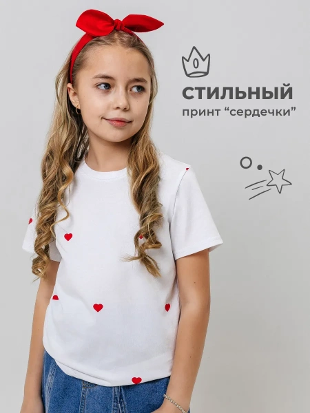 Футболка для девочки оверсайз с принтом хлопок