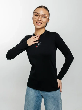 Лонгслив женский с принтом на груди нарядный ДК589