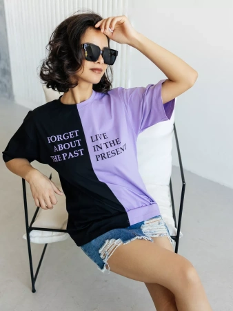 Футболка нарядная оверсайз с принтом больших размеров ФК531