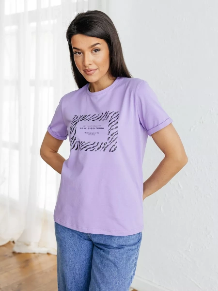 Футболка базовая хлопок с принтом больших размеров