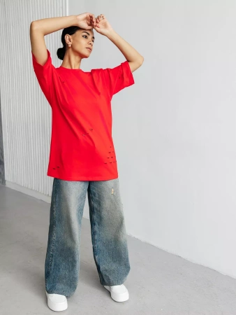 Футболка оверсайз большого размера с дырками