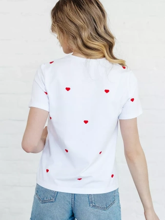 Футболка с сердечками хлопок больших размеров ФК561