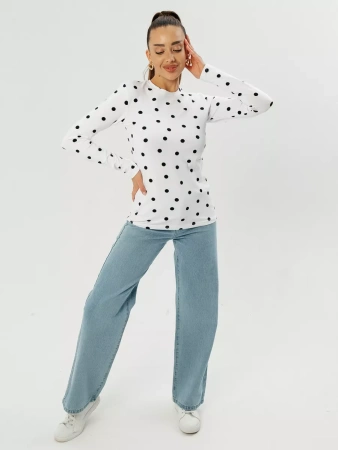 Лонгслив в горошек женский блузка больших размеров дк571