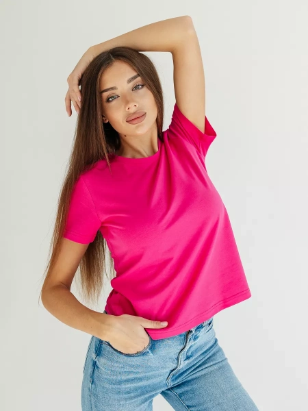 Короткая футболка приталенная одежда хлопок ФК561