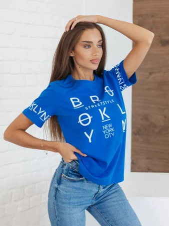 Футболка хлопок с принтом новогодняя больших размеров ФК562