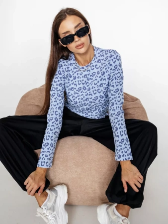 Лонгслив леопард женский облегающий с принтом дк571