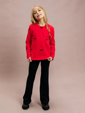 Лонгслив яркий для девочки с принтом в сад