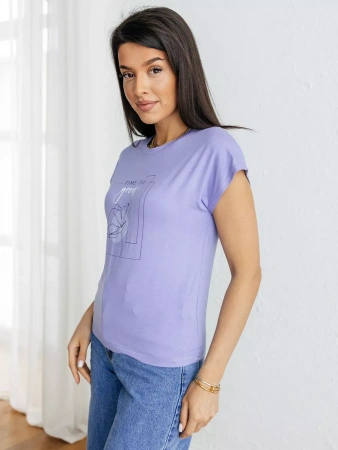 Футболка большого размера с принтом свободная нарядная