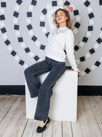 Кофта теплая одежда с принтом и блестками