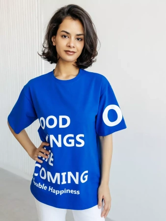 Футболка с принтом оверсайз летняя больших размеров OK