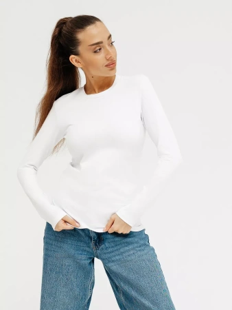 Лонгслив белый облегающий кофта больших размеров дк540