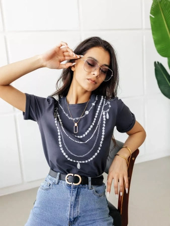 Футболка базовая хлопок с принтом больших размеров