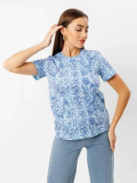 Футболка прямая с принтом хлопок больших размеров ФК561