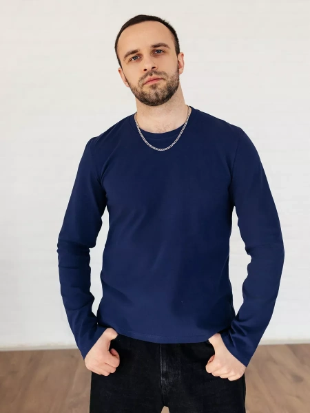 Лонгслив синий свитшот футболка с длинным рукавом