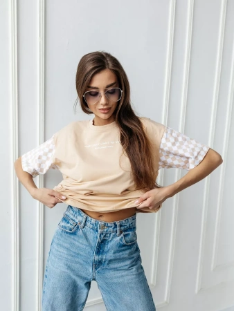 Футболка оверсайз с принтом длинная