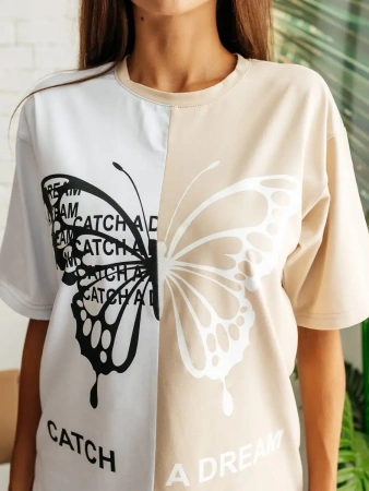 Футболка оверсайз с принтом новогодняя больших размеров