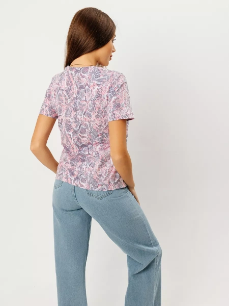 Футболка прямая с принтом хлопок больших размеров ФК561