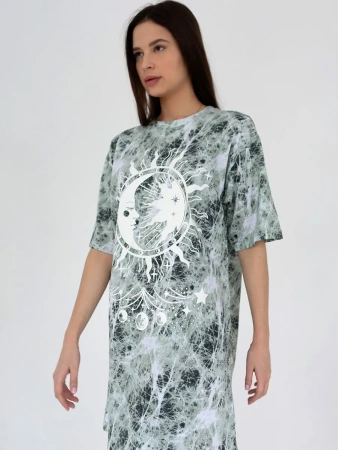 Трикотажное платье туника домашняя одежда