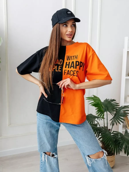 Футболка женская оверсайз с принтом больших размеров ФК531