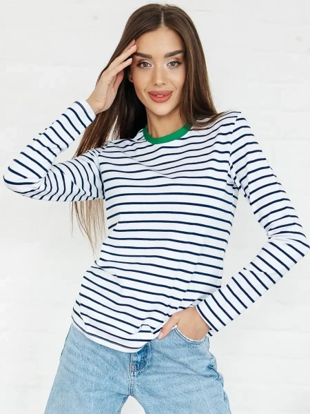 Лонгслив тельняшка большого размера джемпер