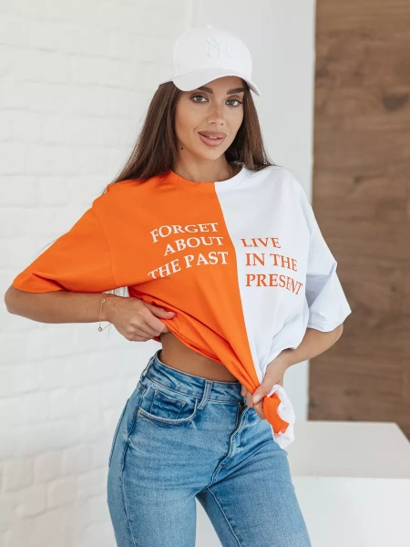 Футболка с принтом оверсайз больших размеров ФК531