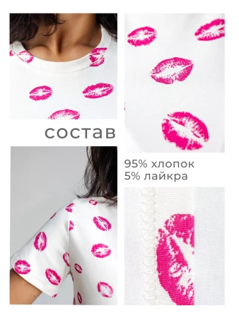 Футболка прямая с принтом хлопок больших размеров ФК561