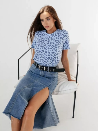 Футболка прямая с принтом хлопок больших размеров ФК561