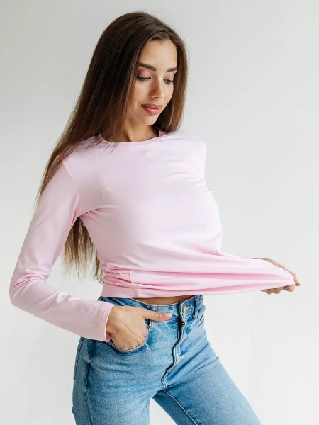 Лонгслив женский облегающий розовый дк540