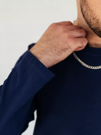 Лонгслив синий свитшот футболка с длинным рукавом