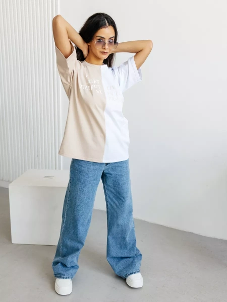 Футболка базовая с принтом оверсайз больших размеров