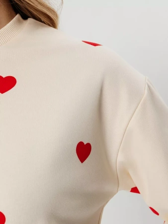 Свитшот женский с сердечками кофта модная ДФ580