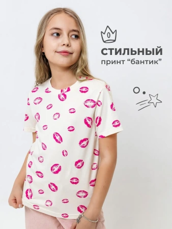 Футболка для девочки с принтом хлопок летняя пляжная