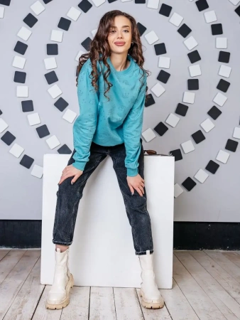 Кофта теплая одежда с принтом и блестками