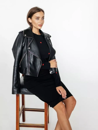 Лонгслив с сердечками женский облегающий с принтом дк571