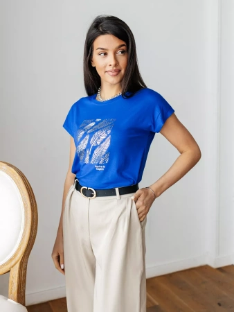 Футболка большого размера с принтом удлиненная нарядная