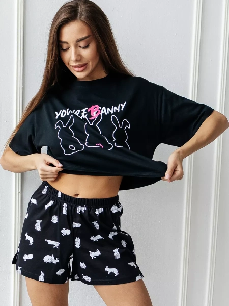 Пижама женская с шортами большие размеры хлопок