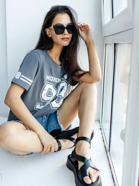 Футболка хлопок с принтом новогодняя больших размеров