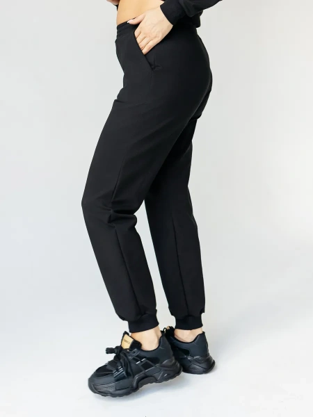 Брюки джоггеры на резинке домашние черные БФ595