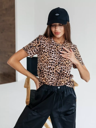 Футболка прямая с принтом хлопок больших размеров ФК561