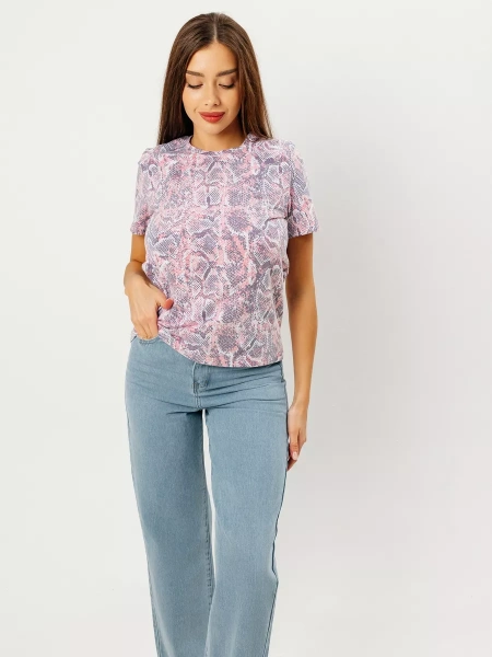 Футболка прямая с принтом хлопок больших размеров ФК561