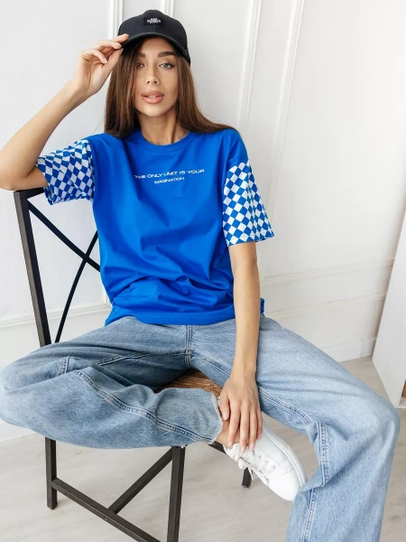 Футболка оверсайз с принтом длинная