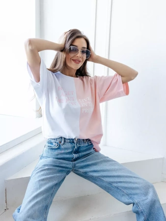 Футболка с принтом оверсайз больших размеров нарядная