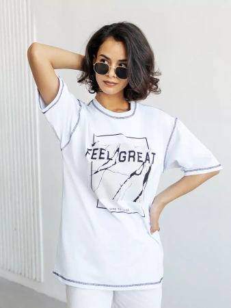 Футболка летняя оверсайз с принтом большие размеры