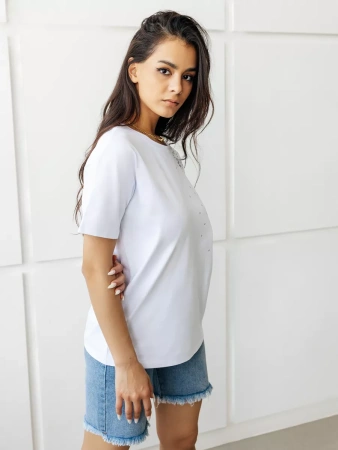 Футболка с принтом базовая хлопок имитация страз новогодняя