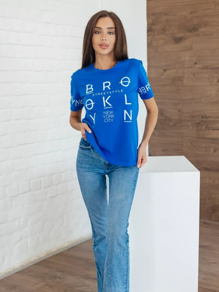 Футболка хлопок с принтом новогодняя больших размеров ФК562