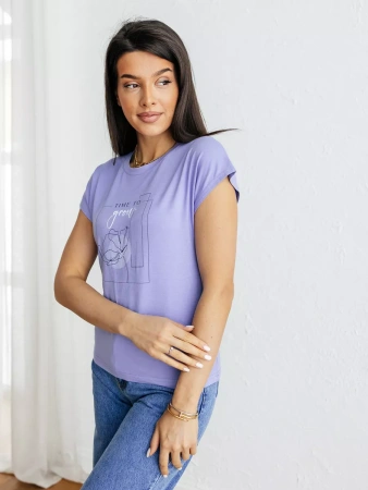 Футболка большого размера с принтом свободная нарядная