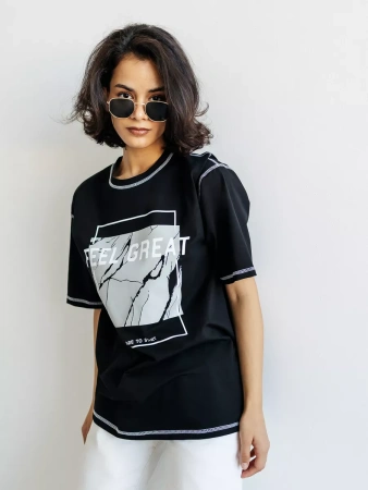 Футболка летняя оверсайз с принтом большие размеры