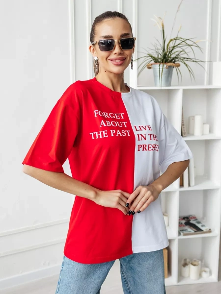 Футболка с принтом оверсайз больших размеров ФК531